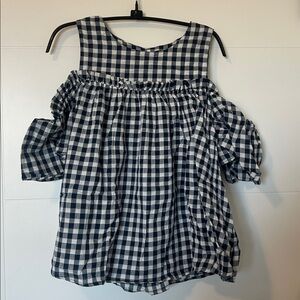 NWT Francesca’s Blue Rain Plaid Top